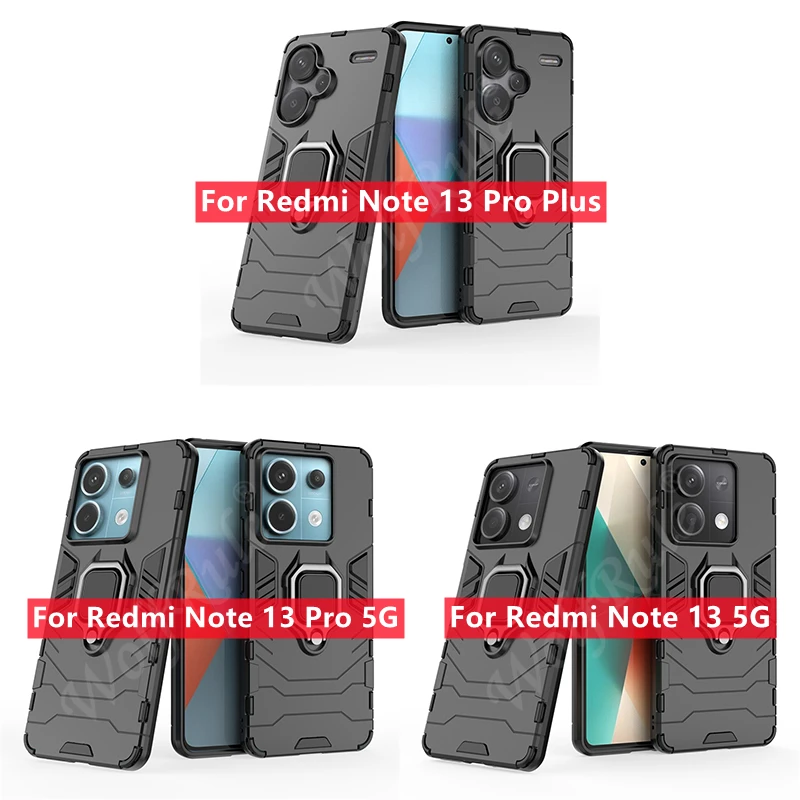 For 5G Case Cover Xiaomi Capas Shockproof Bumper Ring Magnetic Holder Fundas Redmi Note 13 Pro Plus_voghion.com