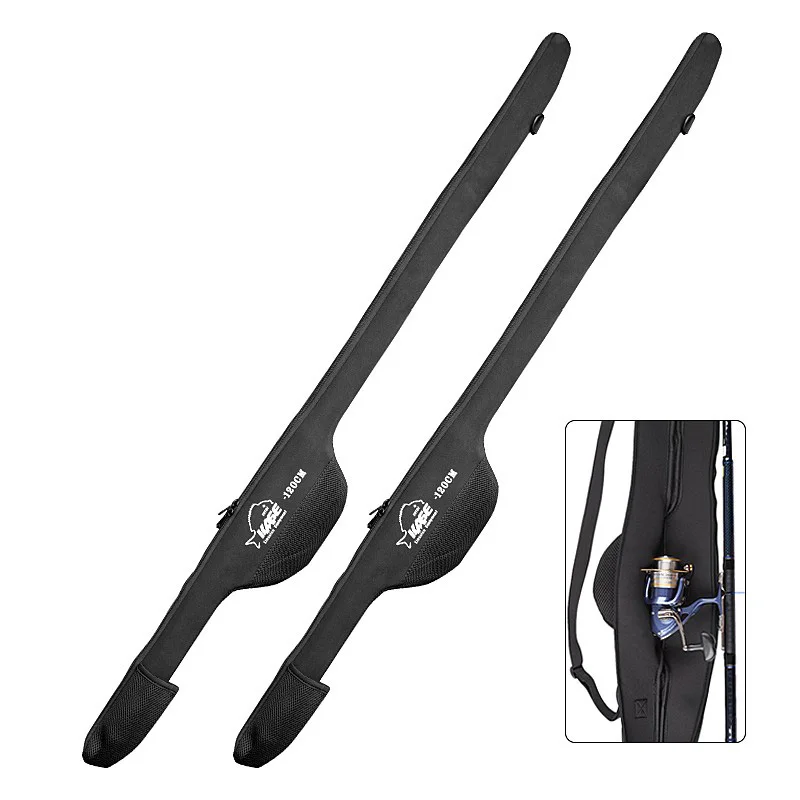 Étui télescopique canne à pêche 115-140cm, housse de rangement nylon pour cannes spinning avec compartiment moulinet