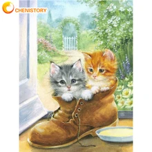 

CHENISTORY Oil Painting By Numbers Cat DIY Crafts Acrylic Paint Handpainted Pictures Coloring Home Decor Landscape Kit Wall Art