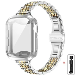 Premium TPU Cover with Metal Bracelet - iwatch6SE54 40mm (Silver Gold)