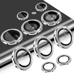 Dazzling Diamond Alloy Ring Camera Case & Lens Screen Protector - Samsung S25Ultra (Silver)