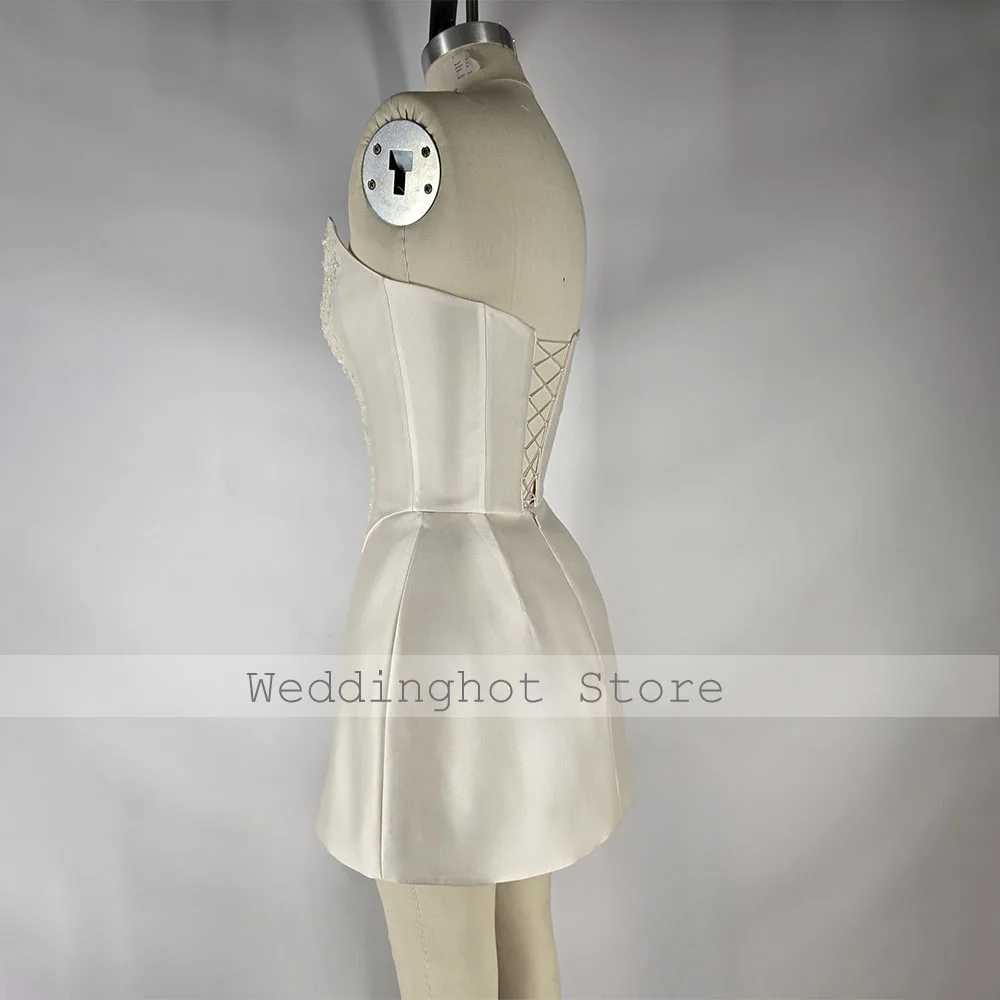 Cocktail Dress Women 2 Pieces Satin Beaded Applique Mini Crop Top A Line Party Dress
