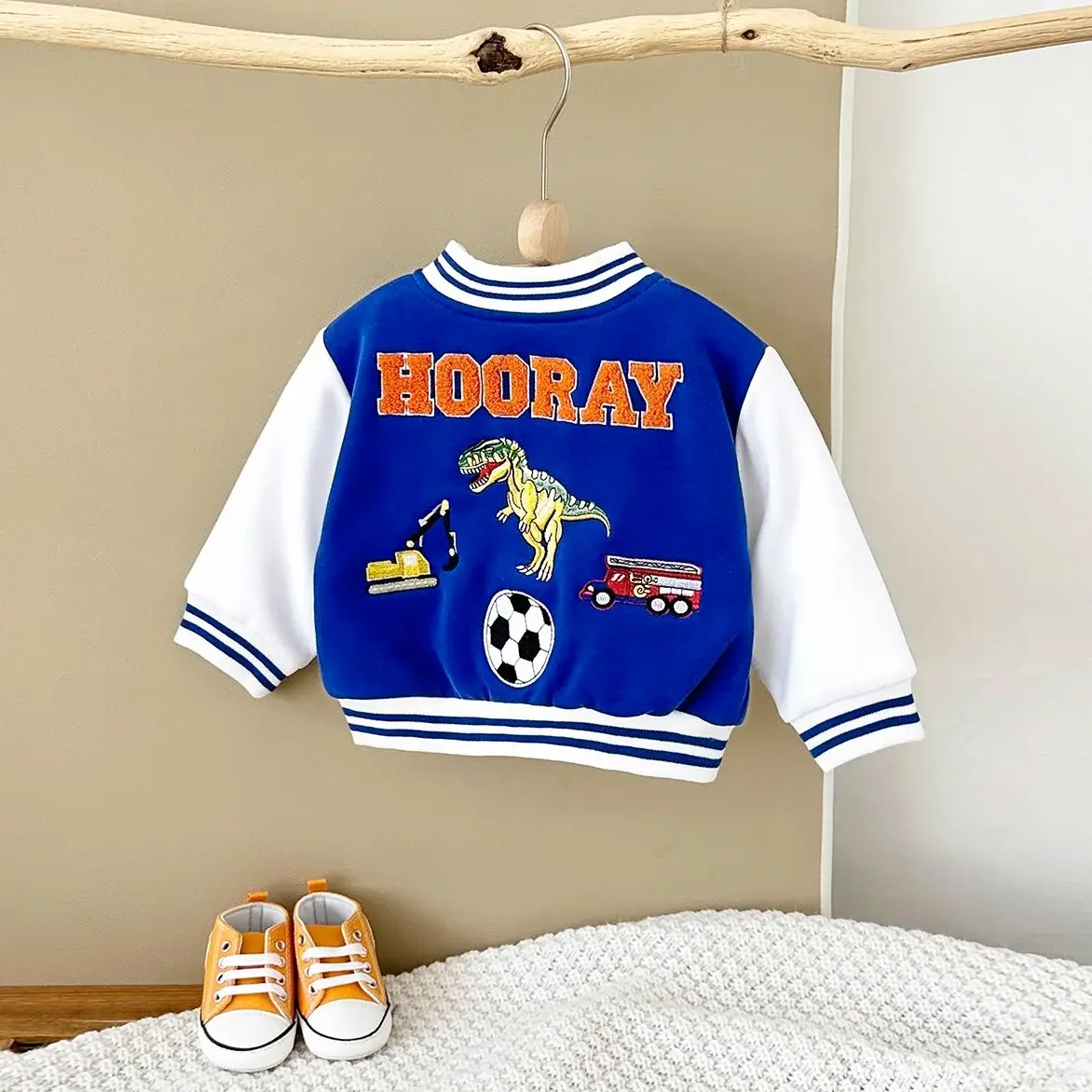 Autumn Baby Clothes Baseball Jacket Thick Winter Kids Children Winter Coat Warm Boy Girls Cartoon Rainbow Dinosaur Sport Outwear