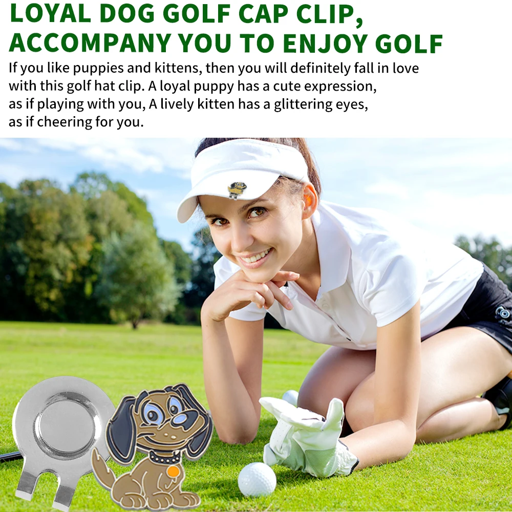1pc Cute Cat & Dog Golf Hat Clip &ndash; Magnetic Ball Marker Stylish Accessory for Golf Caps.