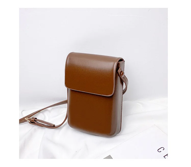 Mini PU Leather Crossbody Bag - Womens Solid Designer Shoulder Purse