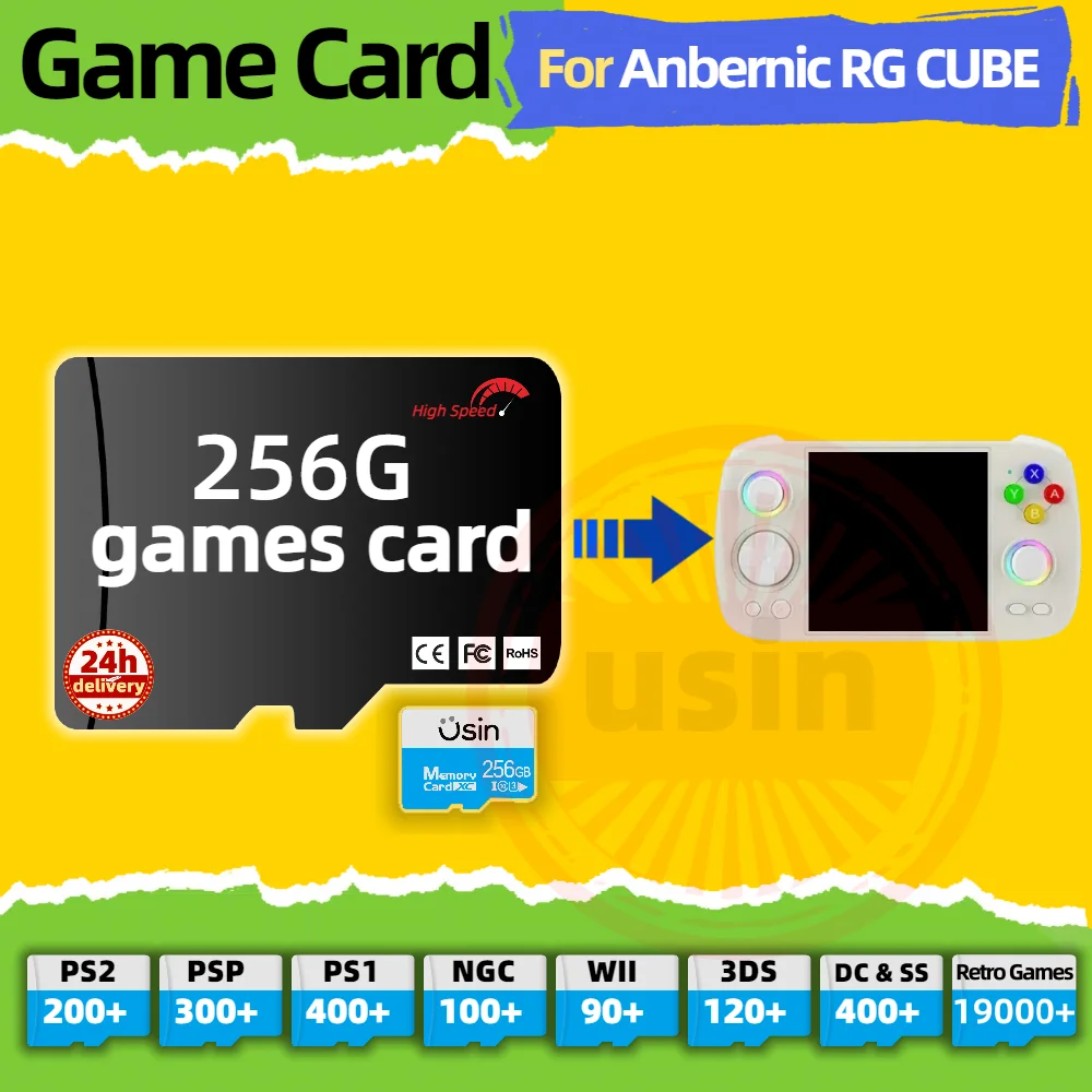 ゲームカードは Anbernic RG CUBE RGCUBE TFレトロゲームPS2 PSP PS1