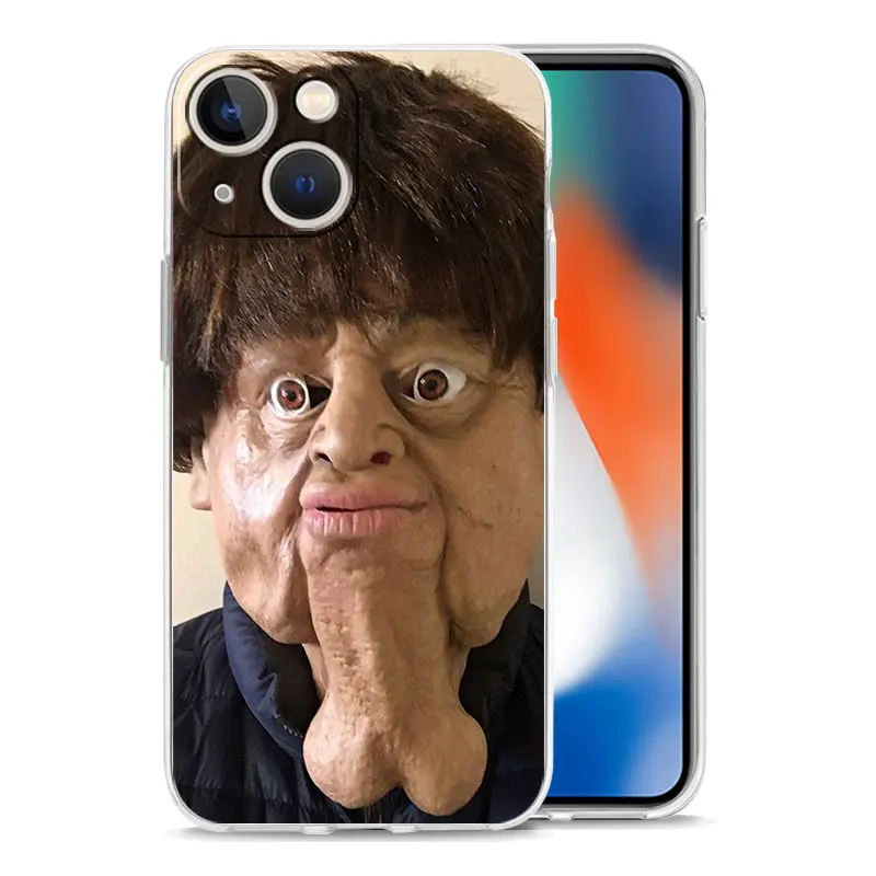 Soft TPU Transparent Phone Case Cover with Humorous Ugly Man Design
