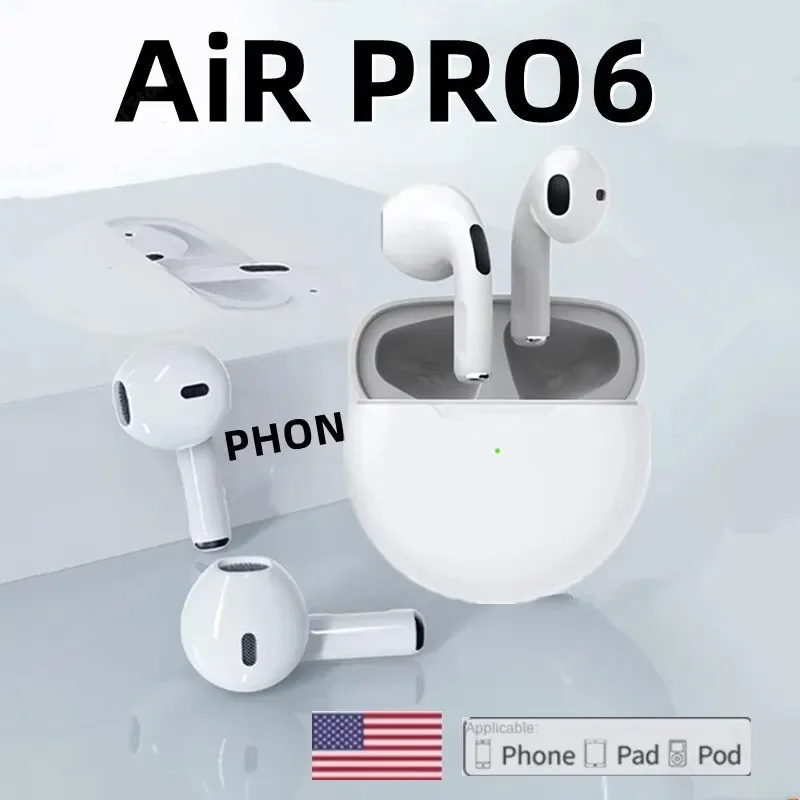 Оригинальные беспроводные наушники Air Pro 6 TWS, наушники Fone, Bluetooth наушники с микрофоном, вкладыши, наушники Pro6, Спортивная гарнитура для Xiaomi