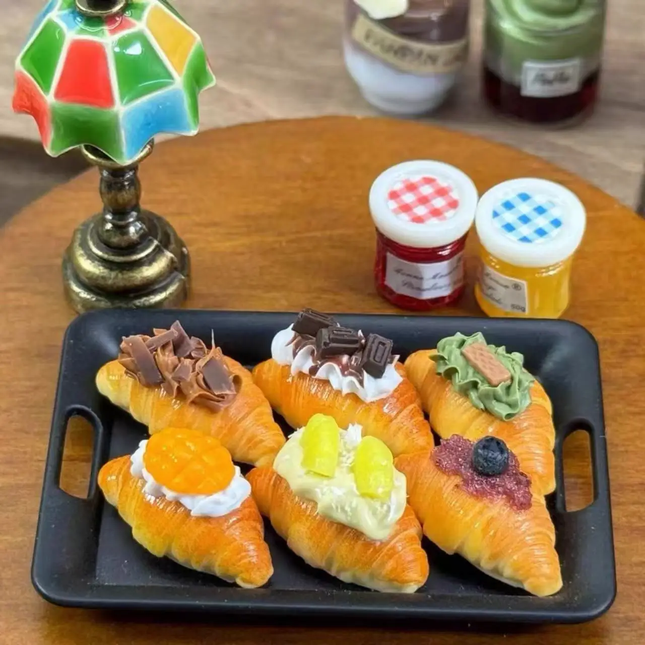 Miniature Croissant Clay Model Kitchen Baking Props Furniture Accessories Mini Pudding Drink Food Play Diy Dollhouse Dessert Toy