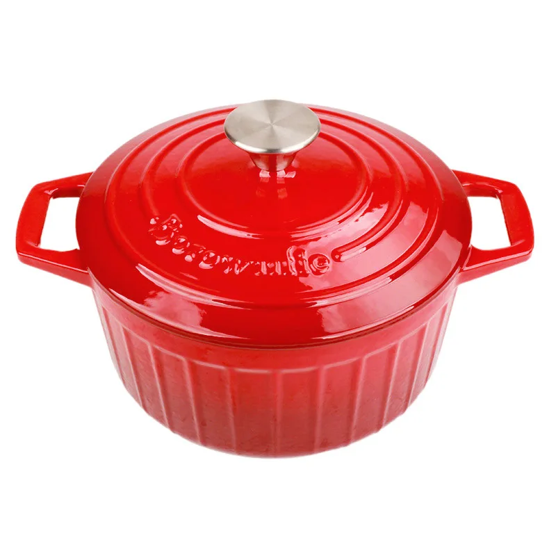 

22cm Enameled Cast Iron Dutch Oven for Bread Baking Stew NonStick Enamel Saucepan Casserole Dish Kitchen Utensil 3 L Braised Pot