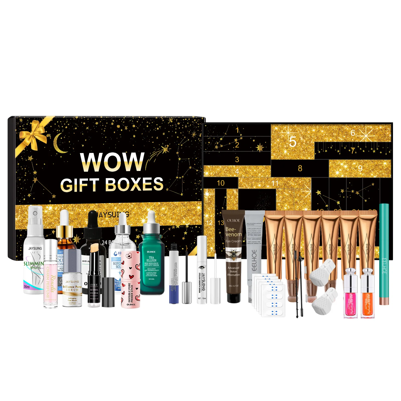 JAYSUING 24 Days Surprise Girls Makeups Care Set Calendar Moisturizing Hydrating Skincare Facial Care Cosmetics Set For Gift 4