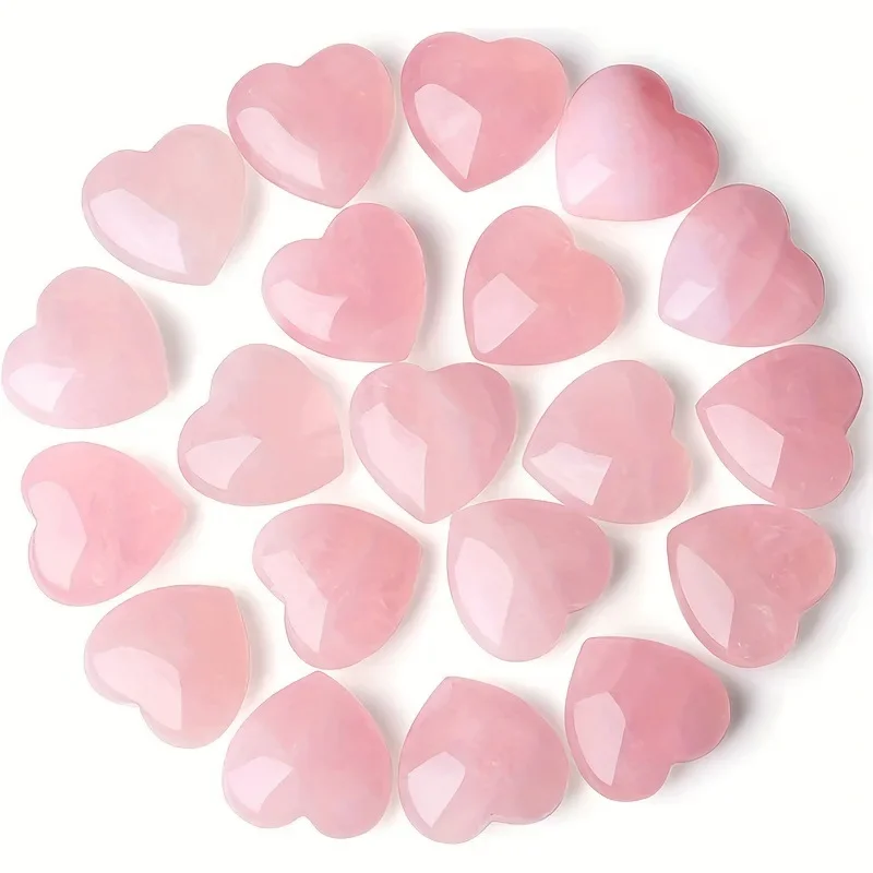 10/20/30PCS Rose Quartz Heart Natural Crystal Gift Set Polished Stones Healing Reiki Gemstone Valentine Gift For Women 3