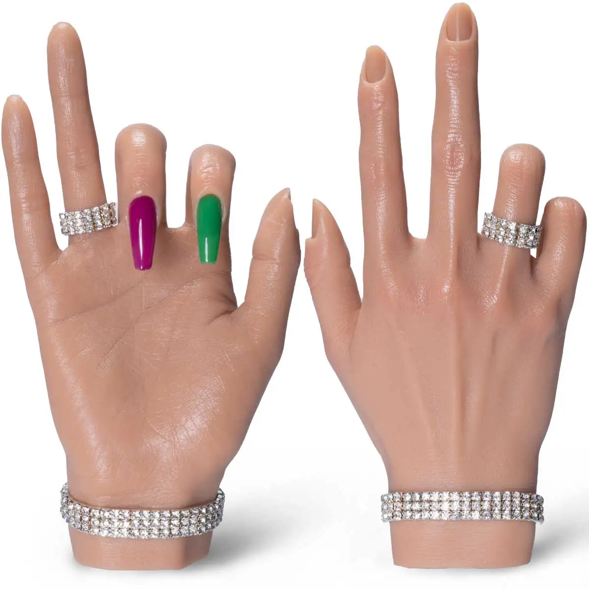 Realistic silicone hand adjustable fingers (nail trainer)