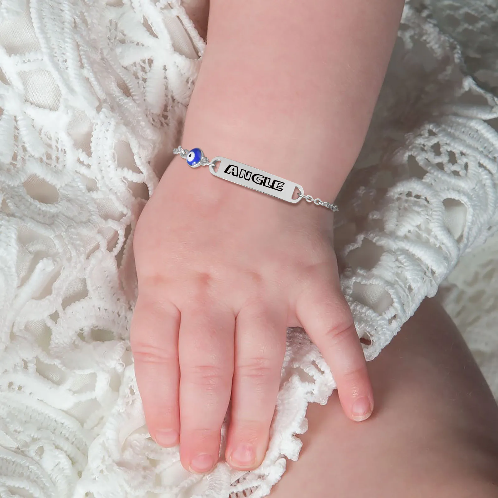 ID Bracelet for Baby in 14K Real Gold, Medical Id Bracelet, Baptism Gift,  Baby Name Engrave Namepalte Bracelet With Figaro Hollow Link Chain - Etsy