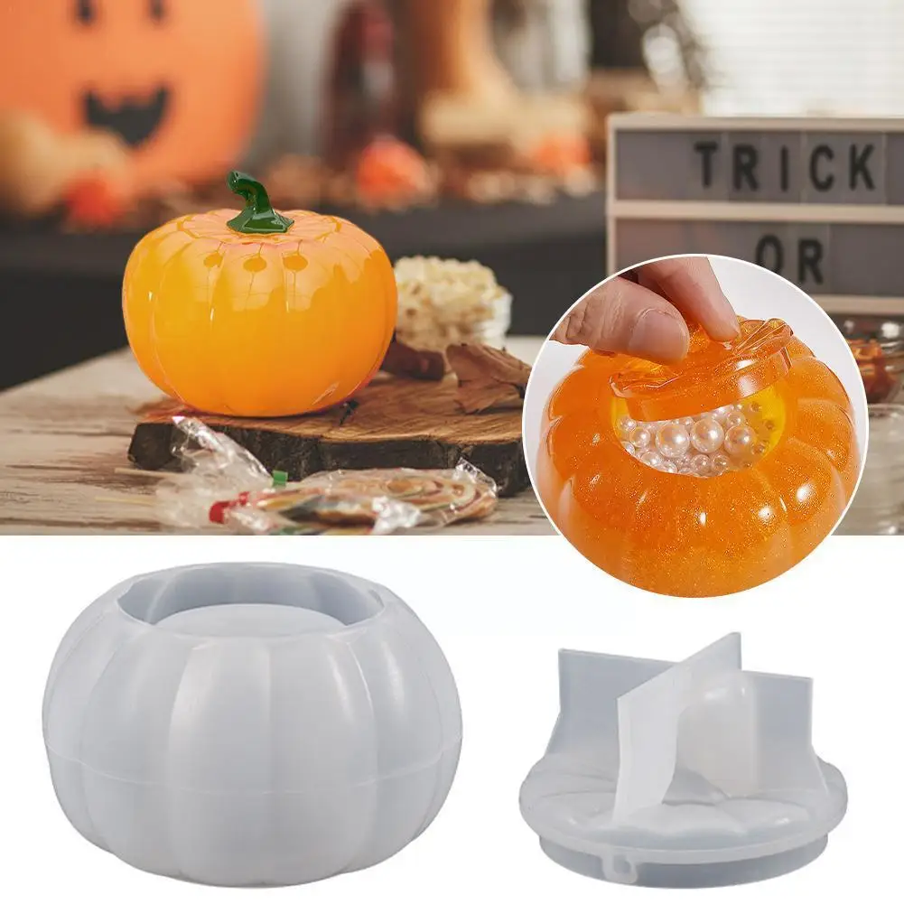 

3D Pumpkin Storage Box Silicone Mold DIY Handmade Epoxy Jar Resin Candle Supplies Casting Molds Plaster Home Decor Concrete W9J0