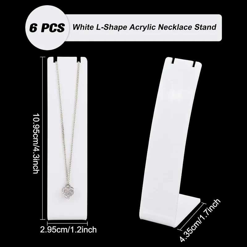 N'icePackaging 6-Pack White Leatherette Earring T-Stand Displays - 4.75" Tall Free-Standing Jewelry Showcase