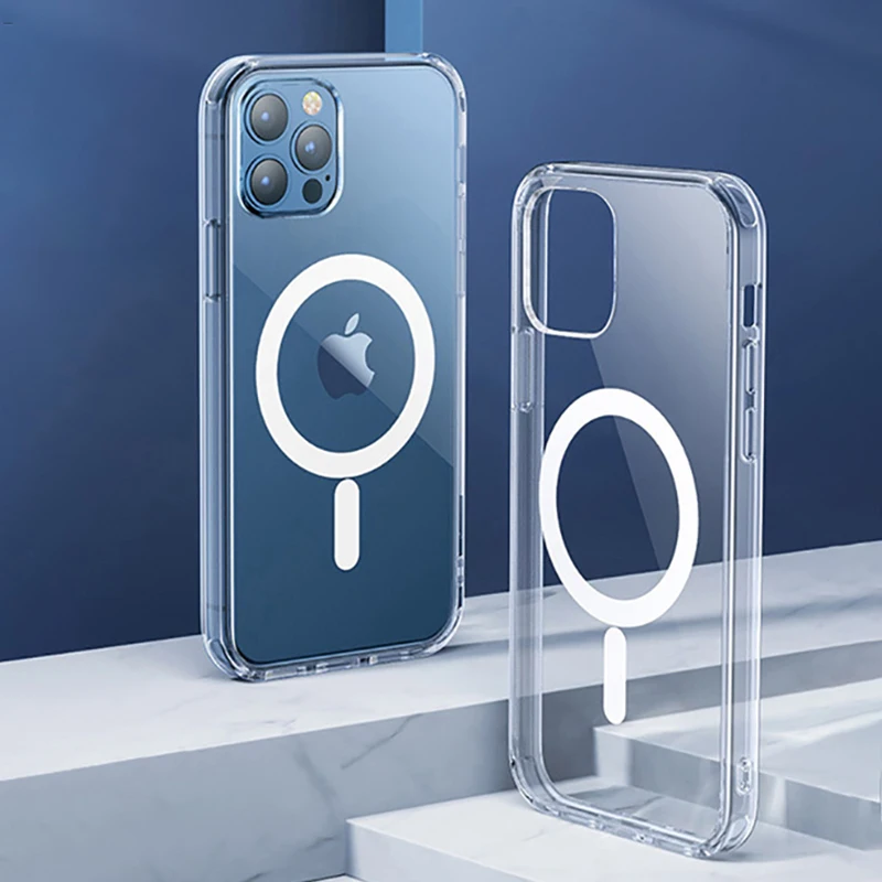 

Hard Crystal Case For Magsafing Cover For iPhone 11 12 13 14 15 Pro Max Magnetic Shell For iPhone 13 12 Mini XR XS Max 14Plus
