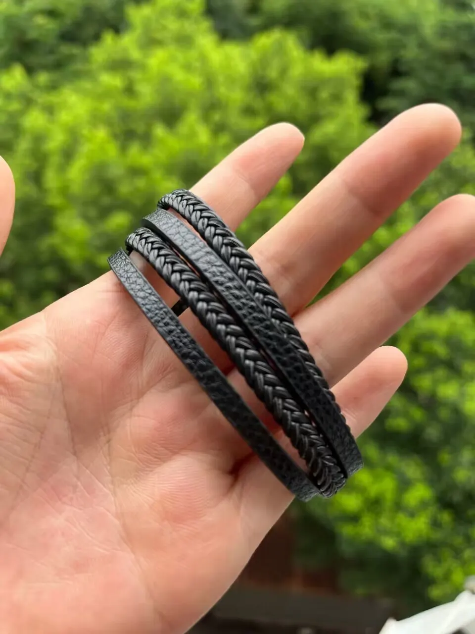 Stylish Multilayer Braided Leather & Stainless Steel Men's Bracelet