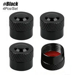 Airtight Seal Tire Valve Caps with O - Ring - Set of 4 Universal Stem Covers (Black)