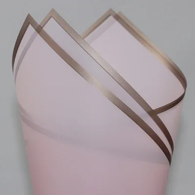 20pcs/lot Golden Border Rose Floral Wrapping Paper Korean Style Semitranparent Gift Wrap Florist Flower Bouquet Wrapping Paper Light pink