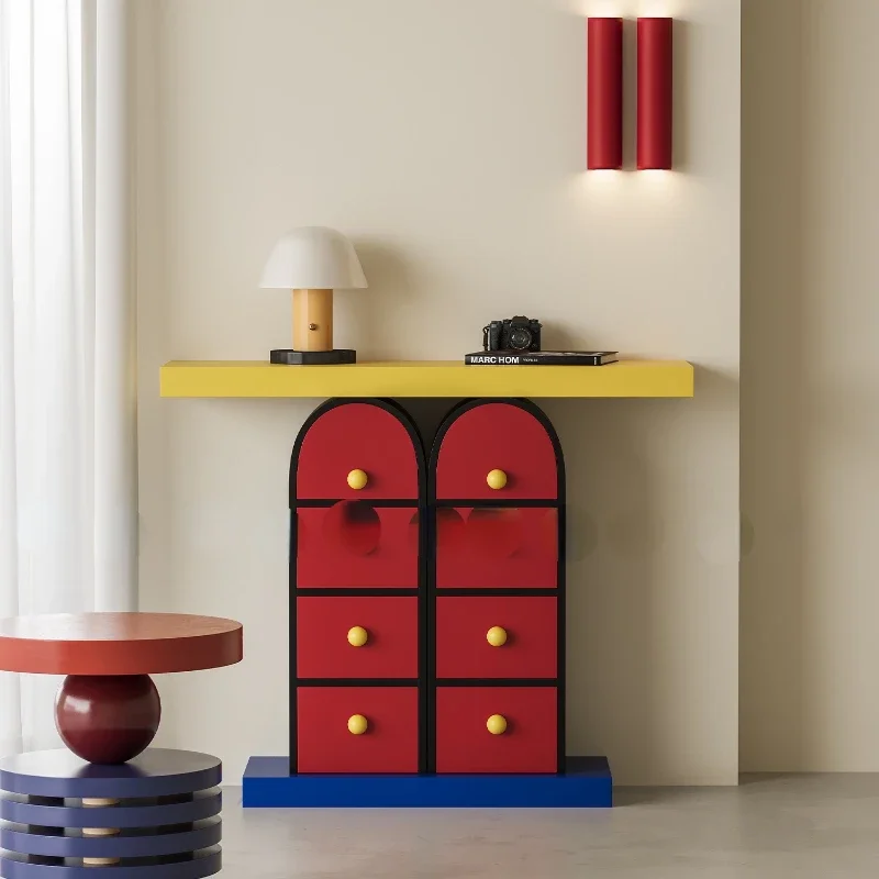 

Light Luxury Creative Contrast Color Art Table Multi-Functional Storage Hallway