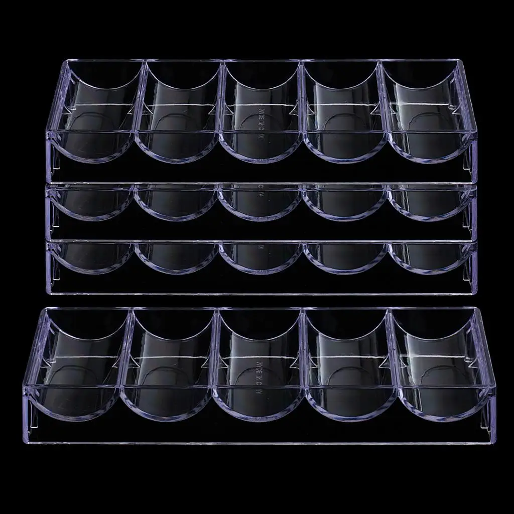 4x 포커 칩 트레이 홀더 팔레트 100개 칩용 부품(뚜껑 없음)