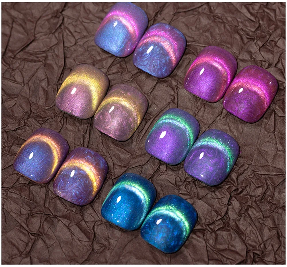 Description Picture 6 of item7.5ML Aurora Shell Thread Cat Magnetic Gel Nail Polish Sparkling Glitter Pearl Cat Eye Soak Off Semi-Permanent Nail Art Varnish