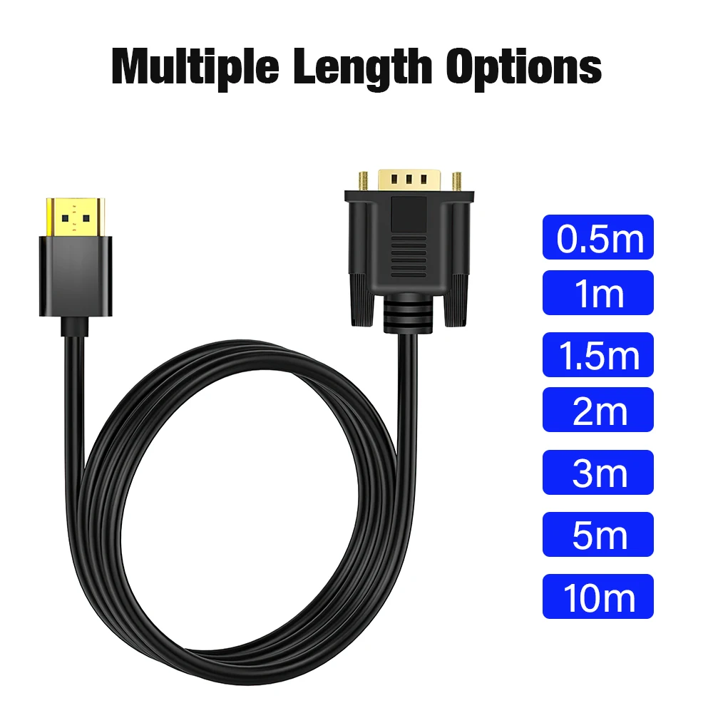 High-Definition HDMI to VGA Cable Converter Adapter – Multiple Lengths Available
