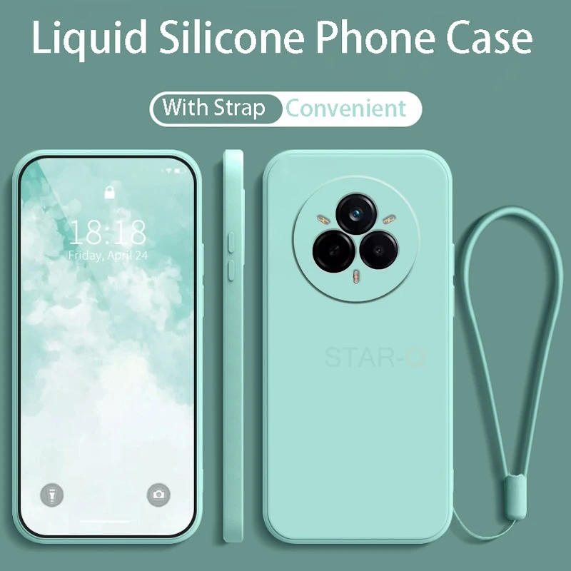 Liquid Silicone Phone Case with Lanyard - Original Strap Back Cover