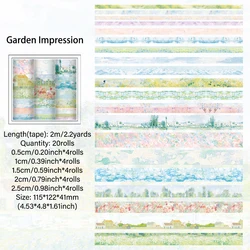 Vintage Garden Washi Tape Set - 20 Rolls of Decorative Masking Tapes (Garden Impression)
