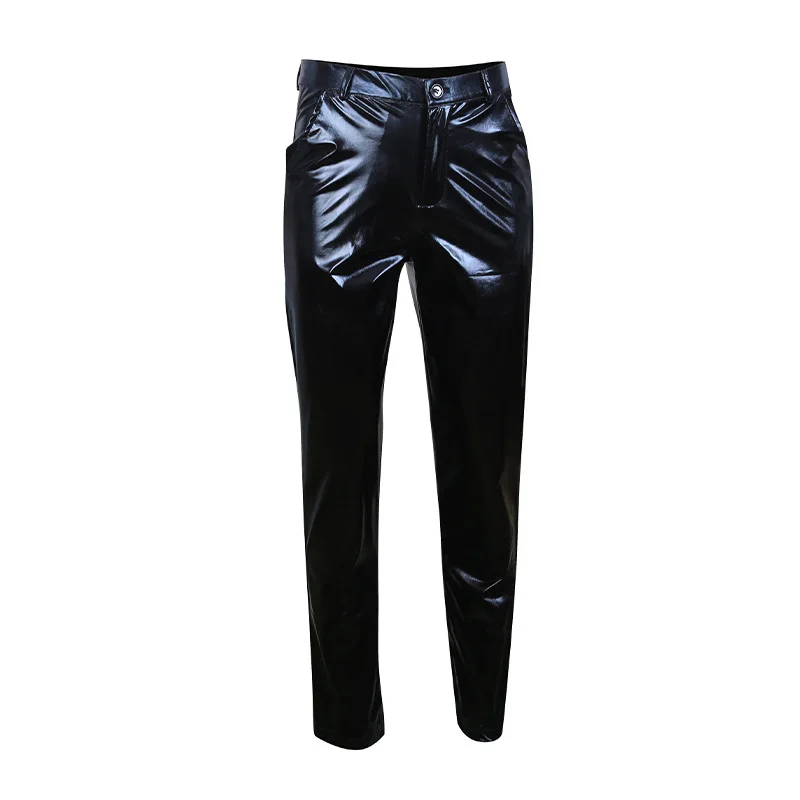 Hot Stamping Glossy Casual Suit for Men Slim Fit 2 Piece Solid Shiny Party Gold Silver Black Suit for Men Blazer Jacket & Pants 5