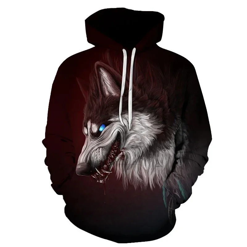 thumbnail image 1 of Sudadera con capucha de moda para hombre, estampado de lobo animal, jersey estampado en 3D, tendencia urbana, hip hop, otoño, manga larga, ropa de gran tamaño para hombre, 1 of 5