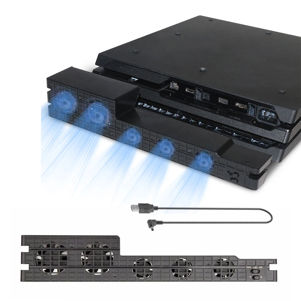 Ostent 5-Fan Super Turbo Controllo Della Temperatura Raffreddamento Ventola Di Raffreddamento Raffreddamento Aspiratore Di Calore Per Console Sony Ps4