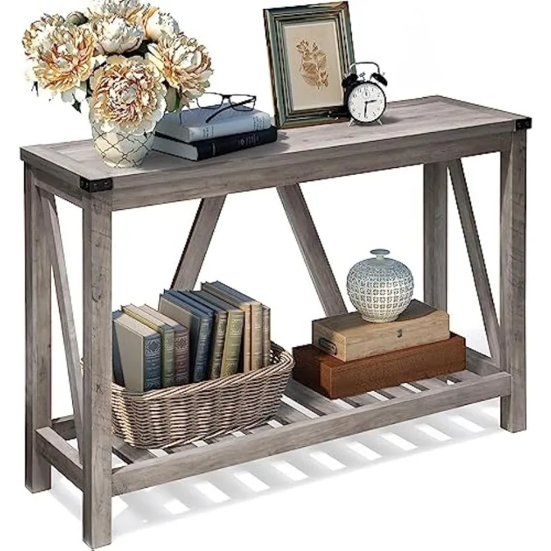 

JOINHOM Entryway Table - Wood Console Table with Shelves, Farmhouse Sofa Table for Entryway, Living Room, Hallway