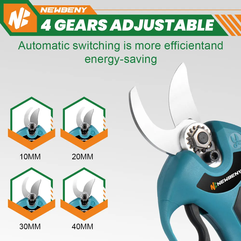 마키타 18V 배터리 전기 잔디 트리머, 길이 조절 가능, 2500W, 20000RPM, 정원 전동 공구 10 NewBeny 브러시리스 전기 전정 가위, 효율적인 충전식 과일 나무 분재 전정 커터, 마키타 18V 배터리용, 4 기어, 30mm