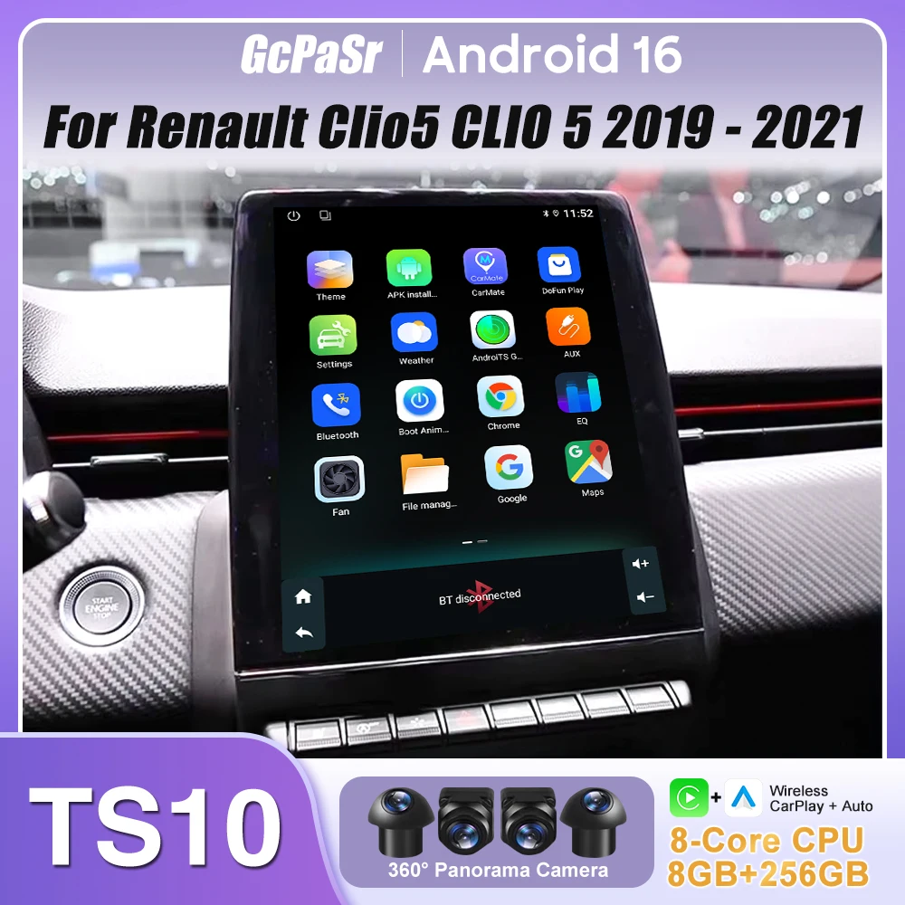 Para Renault Clio5 CLIO 5 2019 - 2021 Radio de coche navegación Carplay GPS estéreo Android Auto pantalla Bluetooth reproductor Multimedia 5G 1
