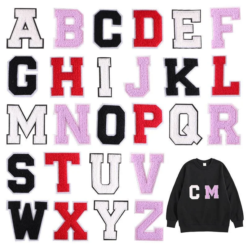 

26pcs A-Z Chenille Letter Patches Embroidery Applique Iron on Sewing Alphabet for DIY Clothing Fabric Badges Decoration