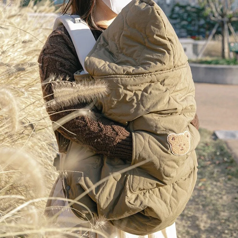 Korean Baby Hooded Cloak Cape Windproof Stroller Blanket Thicken Warmer Cartoon Bear Rabbit Baby Quilt 5