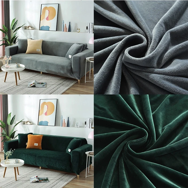 Velvet Sofa Cover Elastic 1/2/3/4 Seater Sofa Covers  Protector For Living Room Velvet Plush L Shaped Corner Solid Couch Cover 5