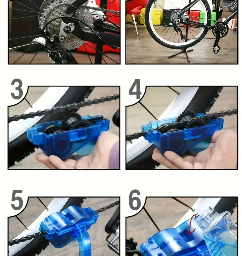 4 bis 10 Stück Fahrradketten-Reinigungsset PP Schwarz inklusive Bürsten Schabertuch für Mountainbike Perfektes Weihnachts-Thanksgiving-Geschenk – Detail 4