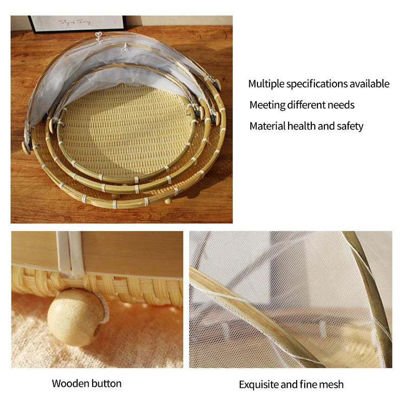 1/2/3 Tier Storage Tray Bamboo Woven Baskets Handmade Fruit Bread Snack Plate Kitchen Dining Room Desk Picnics Basket Organizer 6