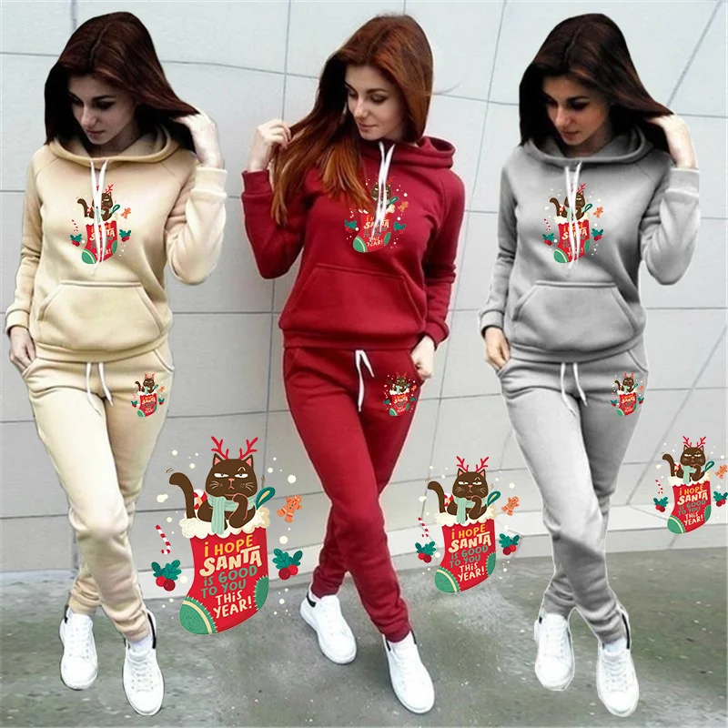 Ensemble sweat à capuche et pantalon de jogging décontractés pour femme Haruku automne/hiver_voghion.com