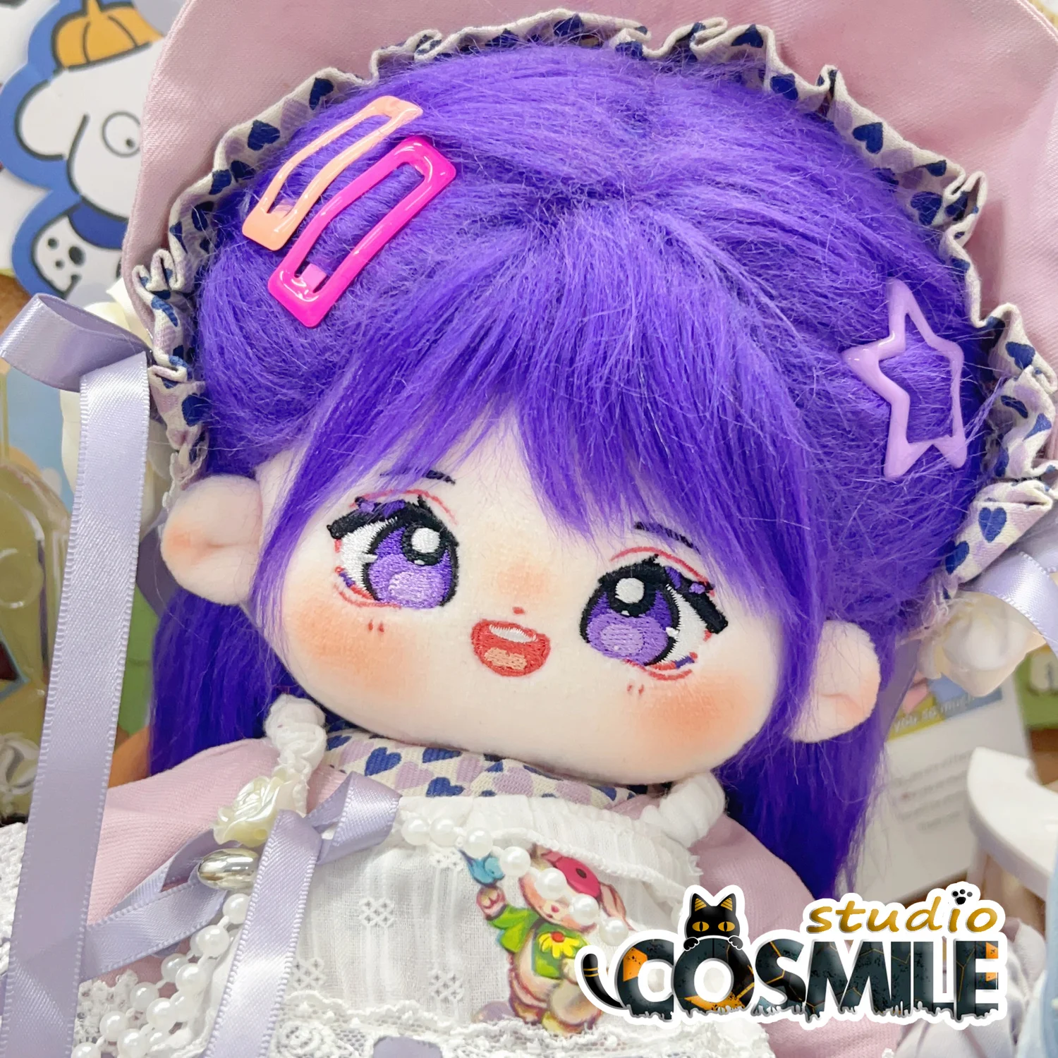 No Attribute Kpop Star Idol Harajuku Purple Hair Smile Cute Qian Xing Stuffed Plushie Plush 25cm Doll Body Sa XM