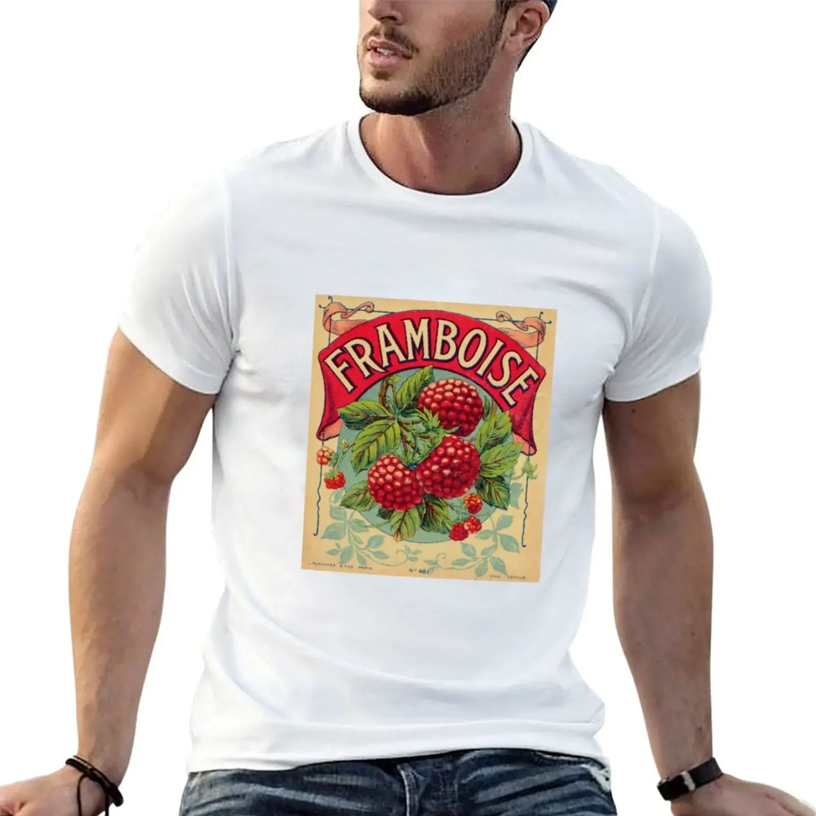 

Frambroise French Vintage Fruit Label T-shirt plain summer tops Blouse designer t shirt men