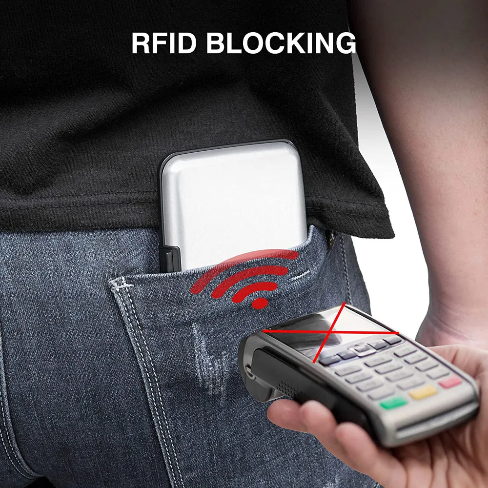 방수 알루미늄 금속 도난 방지 지갑 ID 카드 케이스 RFID 지갑 동전 지갑 신용 카드 홀더