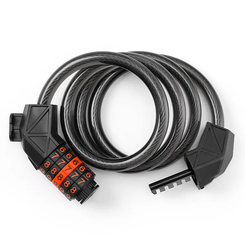 1.2-1.8m Bicycle Password Lock 5 Digits Anti Theft Steel Cable Mountain Road Bicycles Bike Lock Cycling Equipment Accessories