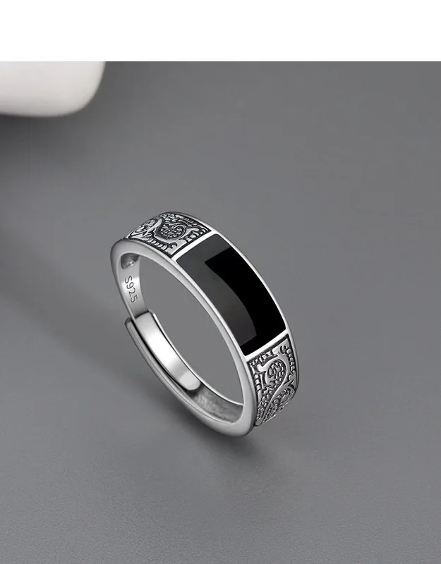 925 Sterling Silver Men's Ring High Quality Luxury black