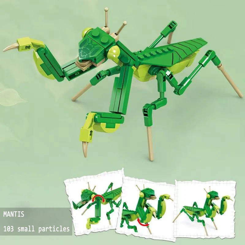 Blocs De Construction Insecte Et Fleur - Kit Créatif 500 Pièces - Décoration Et Jeu éducatif - Modèle Cigale Dorée
