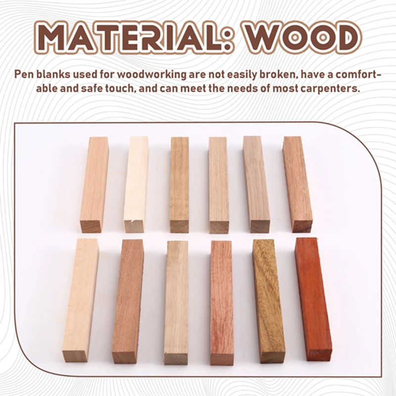 12개의 미리 구멍을 뚫은 7mm 목재 펜 블랭크, 목공 펜 터닝 키트, 펜 제작 용품, DIY 공예-A31R