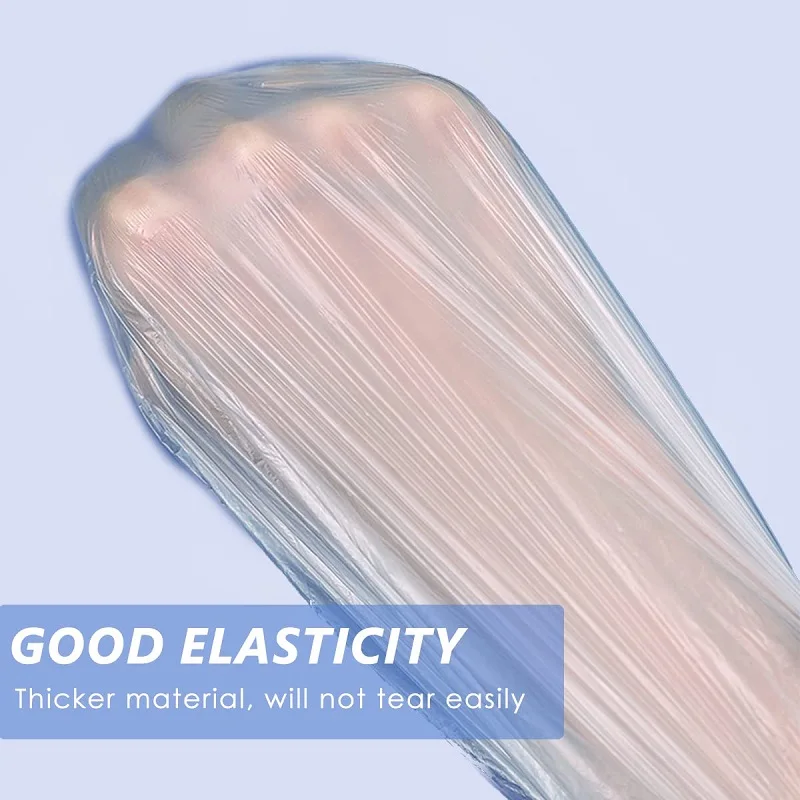 100Pcs Disposable Shower Caps Hotel Plastic Waterproof Headgear Women Transparent Beauty Hair Dye Salon Caps Elastic Bath Cap 5